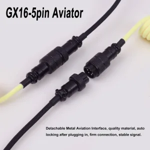 LANO USB A to Type C for Mechanical Gaming Keyboard Double Sleeved Wire with GX16 Detachable Aviator Coiled Power Cable 6 kf S030cb4c49f4744d1955ebc4de3a9141eI