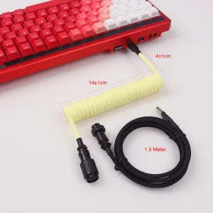 LANO USB A to Type C for Mechanical Gaming Keyboard Double Sleeved Wire with GX16 Detachable Aviator Coiled Power Cable 3 kf S0c6955ad68154f0b9702cc2f8b46eb4b8