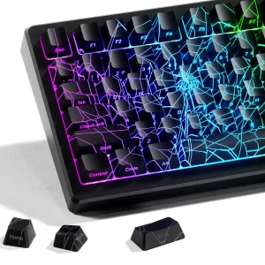 XVX Spider Web Version Pattern Shine Through OEM Profile IMD-Tech Keycap Set Black Keycaps（ only keycaps）118 Keys