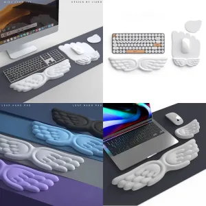 wzgae Mechanical Keyboard, Mouse, Wrist Rest, Computer Keyboard, Laptop, Angel Wing, Memory Foam, Mouse Pad Wrist Support