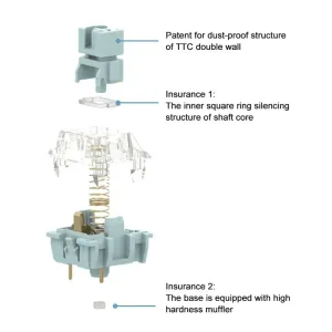 TTC Silent Bluish White Switches Tactile 42g Switch Rounded Sharp Tactility Long Spring Mechanical Keyboard RGB MX DIY Switch 2 kf S1e3333eb0b5f4306ab448f351d3b666fa