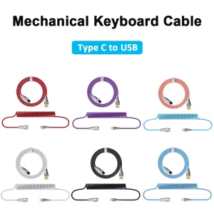 Coiled Cable Mechanical Keyboard Aviator Cable Type-C to USB Connector Keyboard Aviation Cable For Gaming Keyboard Accessory