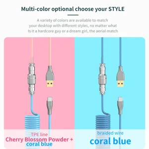 Coiled Cable Mechanical Keyboard Aviator Cable Type-C to USB Connector Keyboard Aviation Cable For Gaming Keyboard Accessory 2 kf Sfcb255d6d2d34b71ba75394169be2cc35