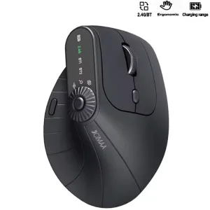 Rechargeable Vertical Ergonomic Mouse Multi-Device Bluetooth Wireless 2.4G with Function Adjustment Knob for PC Tablet